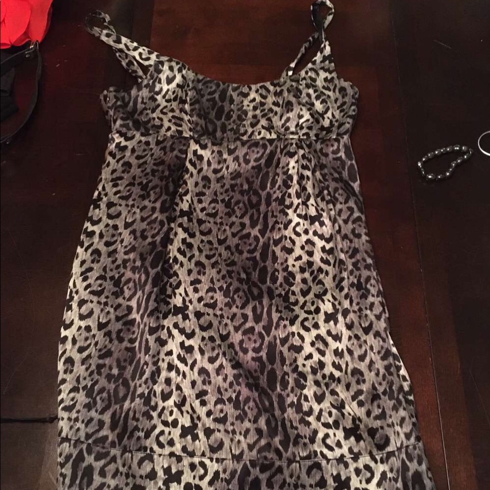 Knee length dress.
